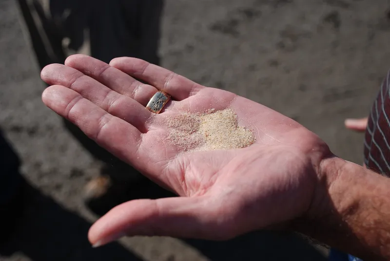 A handful of fine silica sand